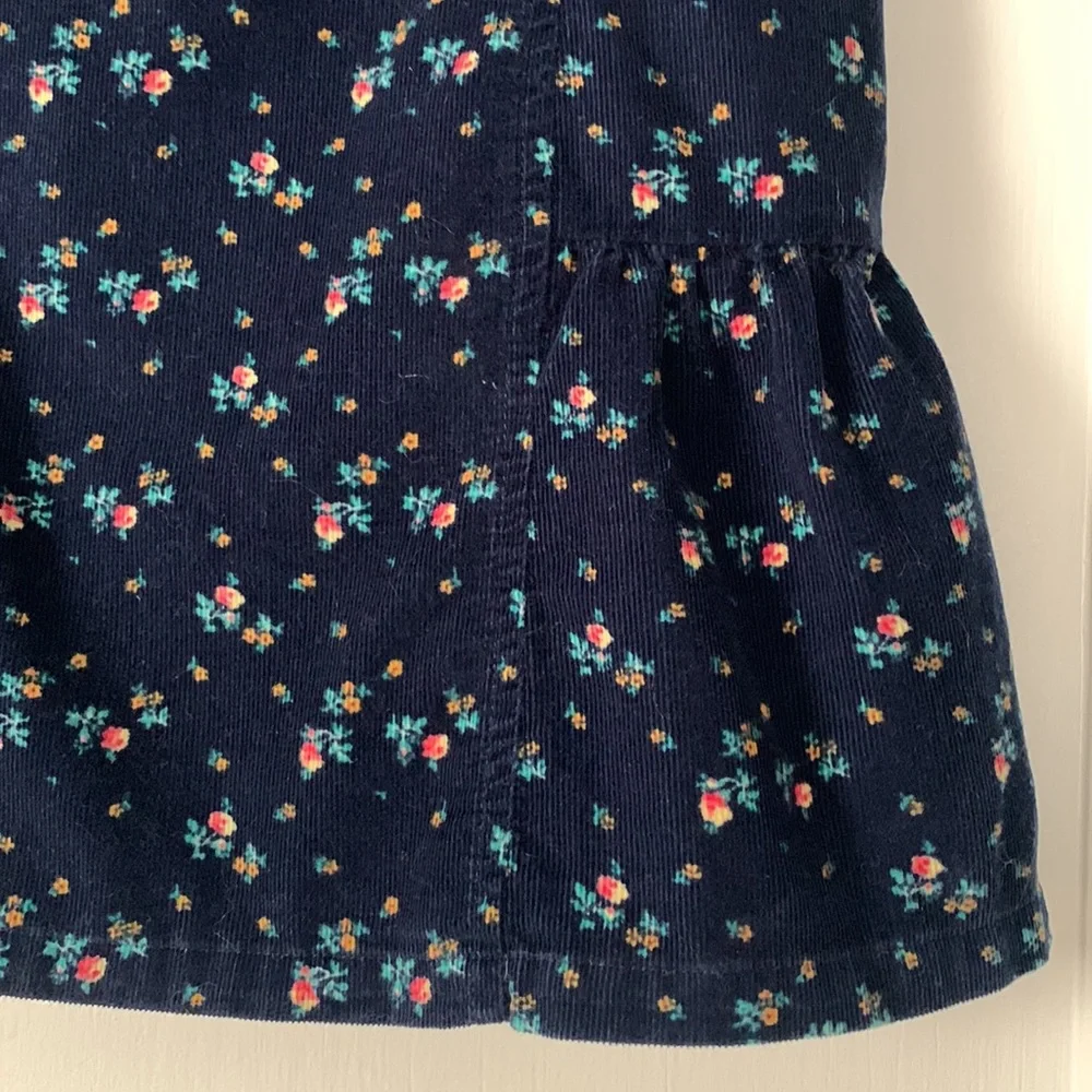 GAP Girls Navy Blue Floral Floral Jumper Dress EUC Corduroy 4
